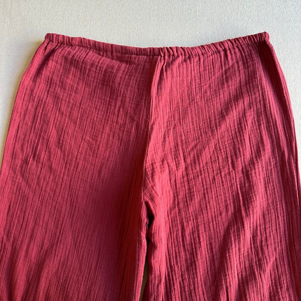 Johnny Was Calme Red Gauze Cotton Boho Beach High Slit Pant BNWT - Picture 4 of 6